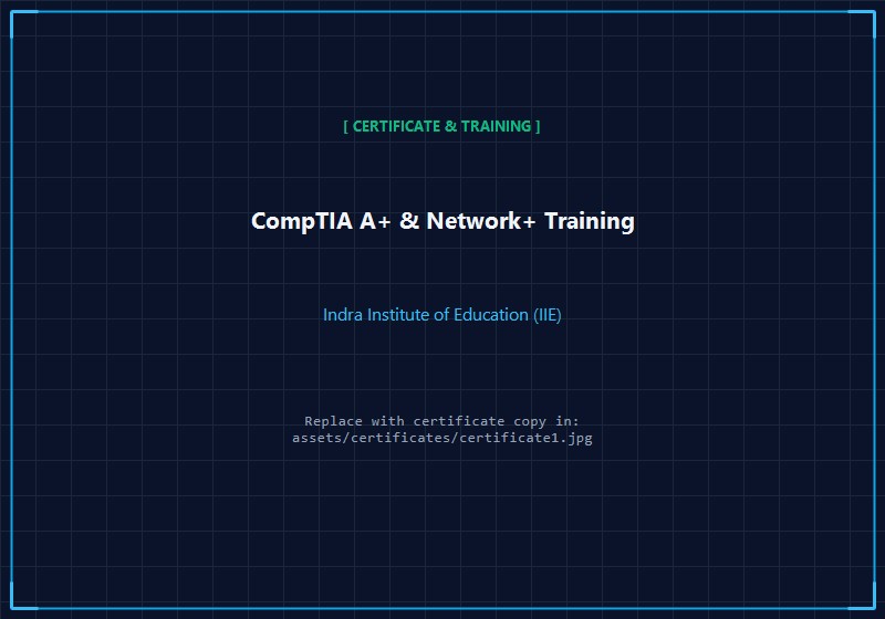 CompTIA A+ Training Certificate - Indra Institute of Education